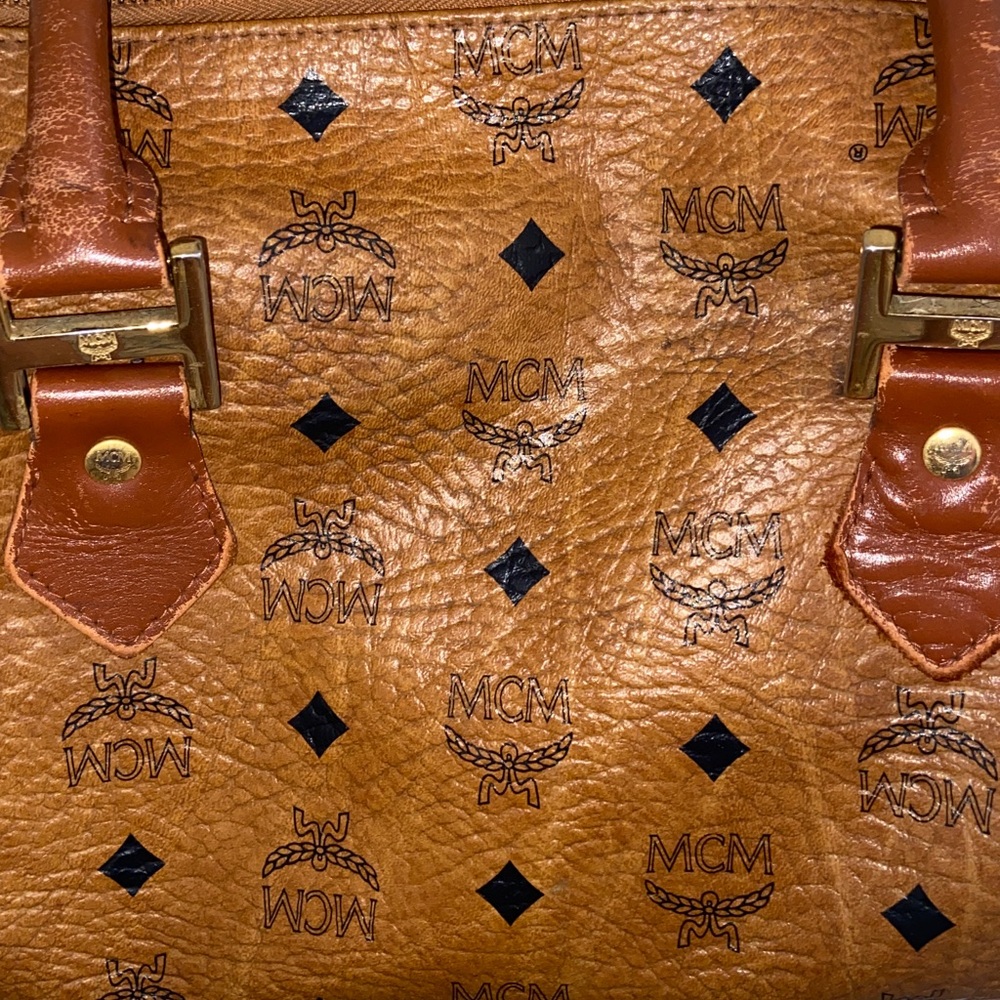 MCM Visetos Monogram Cognac Boston Bag - Picture 16 of 16